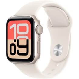 Apple Watch (2025) GPS 44 mm - Alumínio Luz das estrelas - Bracelete desportiva Branco