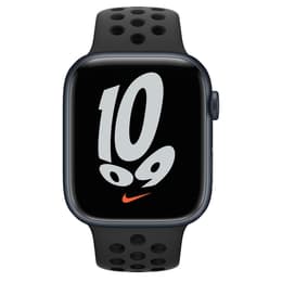 Apple Watch (Series 7) 2021 GPS 45 - Alumínio Meia-noite - Bracelete desportiva Nike Preto