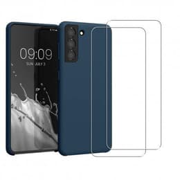 Capa Galaxy S21+ 5G e 2 películas de proteção - Silicone - Azul-marinho