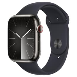 Apple Watch Series 9 (2023) GPS + Celular 45 mm - Aço inoxidável Grafite - Bracelete desportiva Midnight