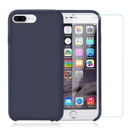Capa iPhone 7 Plus/8 Plus e 2 películas de proteção - Silicone - Azul