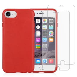 Capa iPhone SE (2022/2020)/8/7/6/6S e 2 películas de proteção - Material natural - Vermelho