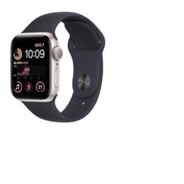 Apple Watch (Series SE) 2022 GPS 44 - Alumínio Luz das estrelas - Bracelete desportiva Preto