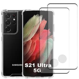 Capa Galaxy S21 Ultra 5G e 2 películas de proteção - Plástico reciclado - Transparente