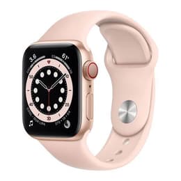 Apple Watch (Series 6) 2020 GPS + Celular 44 - Aço inoxidável Dourado - Bracelete desportiva Rosa