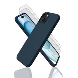 Capa iPhone 15+ e 2 películas de proteção - Silicone - Azul