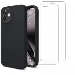 Capa iPhone 12 Mini e 2 películas de proteção - Silicone - Preto