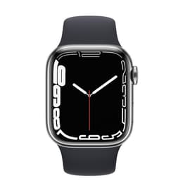 Apple Watch Series 7 (2021) GPS + Celular 41 mm - Aço inoxidável Prateado - Bracelete desportiva Preto