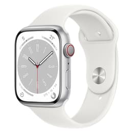 Apple Watch (Series 8) 2022 GPS + Celular 45 - Alumínio Prateado - Bracelete desportiva Branco