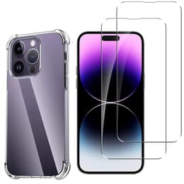 Capa iPhone 14 Pro e 2 películas de proteção - TPU - Transparente