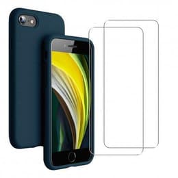 Capa iPhone 7/8/SE 2020/SE 2022 e 2 películas de proteção - Silicone - Azul