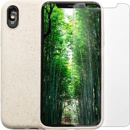 Capa iPhone X/XS e película de proteção - Material natural - Branco