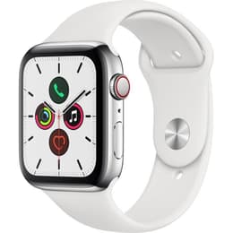 Apple Watch (Series 5) 2019 GPS + Celular 44 - Aço inoxidável Prateado - Loop desportiva Branco