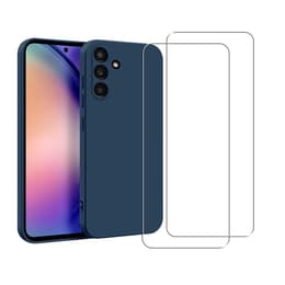 Capa Galaxy A54 e 2 películas de proteção - Silicone - Azul