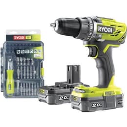 Perceuse Visseuse sans fil 18V RYOBI One+ R18DD3-220SA59 - 2 batteries de 2 Ah - 1 tournevis - cliquet + 58 acessoires - 1 sac Perfuradora/Aparafusadora