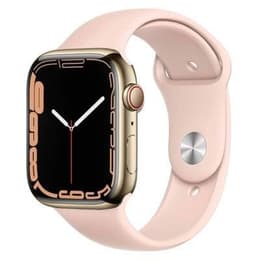 Apple Watch Series 7 (2021) GPS + Celular 41 mm - Aço inoxidável Dourado - Bracelete desportiva Rosa