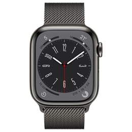 Apple Watch Series 8 (2022) GPS + Celular 41 mm - Aço inoxidável Grafite - Loop milanesa Preto