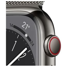 Apple Watch Series 8 (2022) GPS + Celular 41 mm - Aço inoxidável Grafite - Loop milanesa Preto