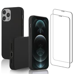Capa iPhone 12 Pro Max e 2 películas de proteção - Silicone - Preto