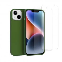 Capa iPhone 14 e 2 películas de proteção - Silicone - Verde