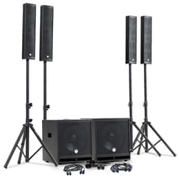 Système Sonorisation Complet 2400W DJ BM SONIC, 4 Enceintes satellites, 2x Méga SUB 38cm USB/Bluetooth, Supports Câbles, Micros Colunas Pa