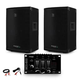 Ibiza Sound Paire d'enceinte Sono passive IBIZA DISCO10B TRAPEZOIDALE 10" 1000W BassReflex + Table de Mix + Câble PC Colunas Pa