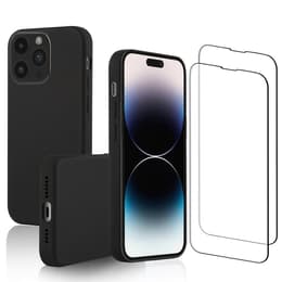 Capa iPhone 15 Pro Max e 2 películas de proteção - Silicone - Preto