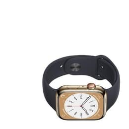 Apple Watch Series 8 (2022) GPS + Celular 45 mm - Aço inoxidável Dourado - Bracelete desportiva Preto