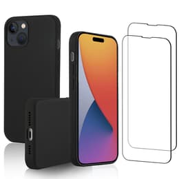Capa iPhone 15 Plus e 2 películas de proteção - Silicone - Preto