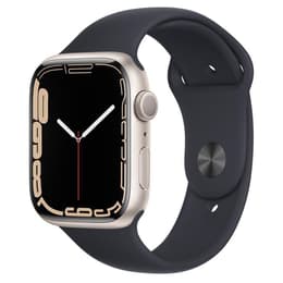 Apple Watch (Series 7) 2021 GPS 45 - Alumínio Luz das estrelas - Bracelete desportiva Preto