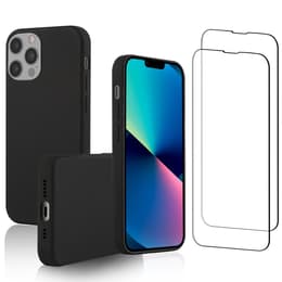 Capa iPhone 13 Pro e 2 películas de proteção - Silicone - Preto