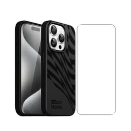 Back Market Capa iPhone 15 Pro e película de proteção - 100% biodegradável - Preto - Padrão de Onda