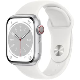 Apple Watch (Series 8) 2022 GPS + Celular 41 - Alumínio Prateado - Bracelete desportiva Branco
