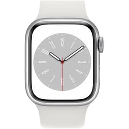Apple Watch Series 8 (2022) GPS + Celular 41 mm - Alumínio Prateado - Bracelete desportiva Branco