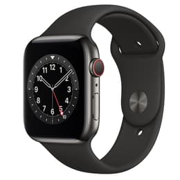 Apple Watch (Series 6) 2020 GPS + Celular 44 - Aço inoxidável Grafite - Bracelete desportiva Preto