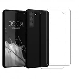 Capa Galaxy S21+ 5G e 2 películas de proteção - Silicone - Preto