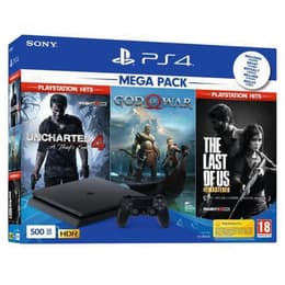 PlayStation 4 Slim 500GB - Preto - Edição limitada Uncharted 4: A Thief´s End + God Of War + The Last of Us: Remastered + Uncharted 4: A Thief´s End + God Of War + The Last of Us: Remastered