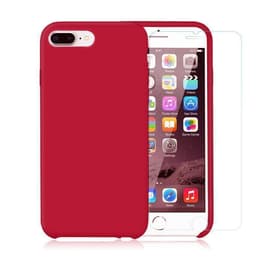Capa iPhone 7 Plus/8 Plus e 2 películas de proteção - Silicone - Vermelho