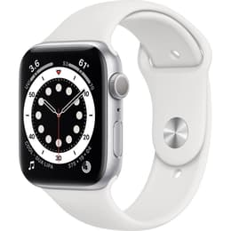 Apple Watch (Series 6) 2020 GPS 44 - Aço inoxidável Prateado - Bracelete desportiva Branco
