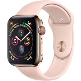 Apple Watch Series 4 (2018) GPS + Celular 44 mm - Aço inoxidável Dourado - Bracelete desportiva Rosa