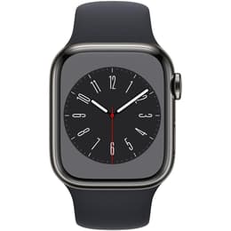Apple Watch Series 8 (2022) GPS + Celular 41 mm - Aço inoxidável Prateado - Bracelete desportiva Preto