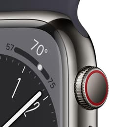 Apple Watch Series 8 (2022) GPS + Celular 41 mm - Aço inoxidável Prateado - Bracelete desportiva Preto