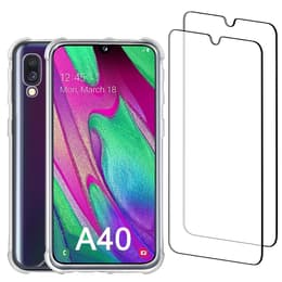 Capa Galaxy A40 e 2 películas de proteção - Plástico reciclado - Transparente