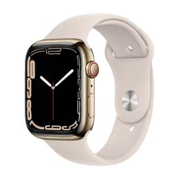 Apple Watch Series 7 (2021) GPS + Celular 41 mm - Aço inoxidável Dourado - Bracelete desportiva Luz das estrelas