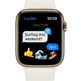 Apple Watch Series 7 (2021) GPS + Celular 41 mm - Aço inoxidável Dourado - Bracelete desportiva Luz das estrelas