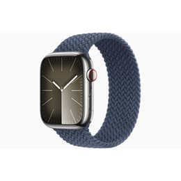 Apple Watch (Series 8) 2022 GPS + Celular 45 - Aço inoxidável Cinzento - Bracelete Solo entrançada Azul