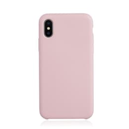 Capa iPhone X/XS e 2 películas de proteção - Silicone - Rosa pálido