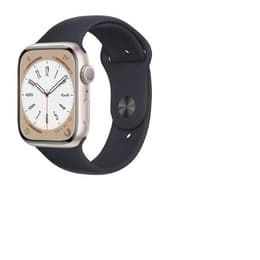 Apple Watch (Series 8) 2022 GPS 45 - Alumínio Luz das estrelas - Bracelete desportiva Preto