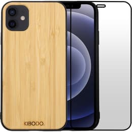 Capa iPhone 12/12 Pro e película de proteção - Madeira - Castanho