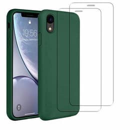 Capa iPhone XR e 2 películas de proteção - Silicone - Verde